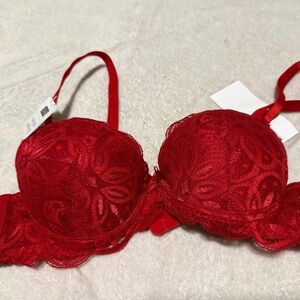 Elegant Red Lace Bra
